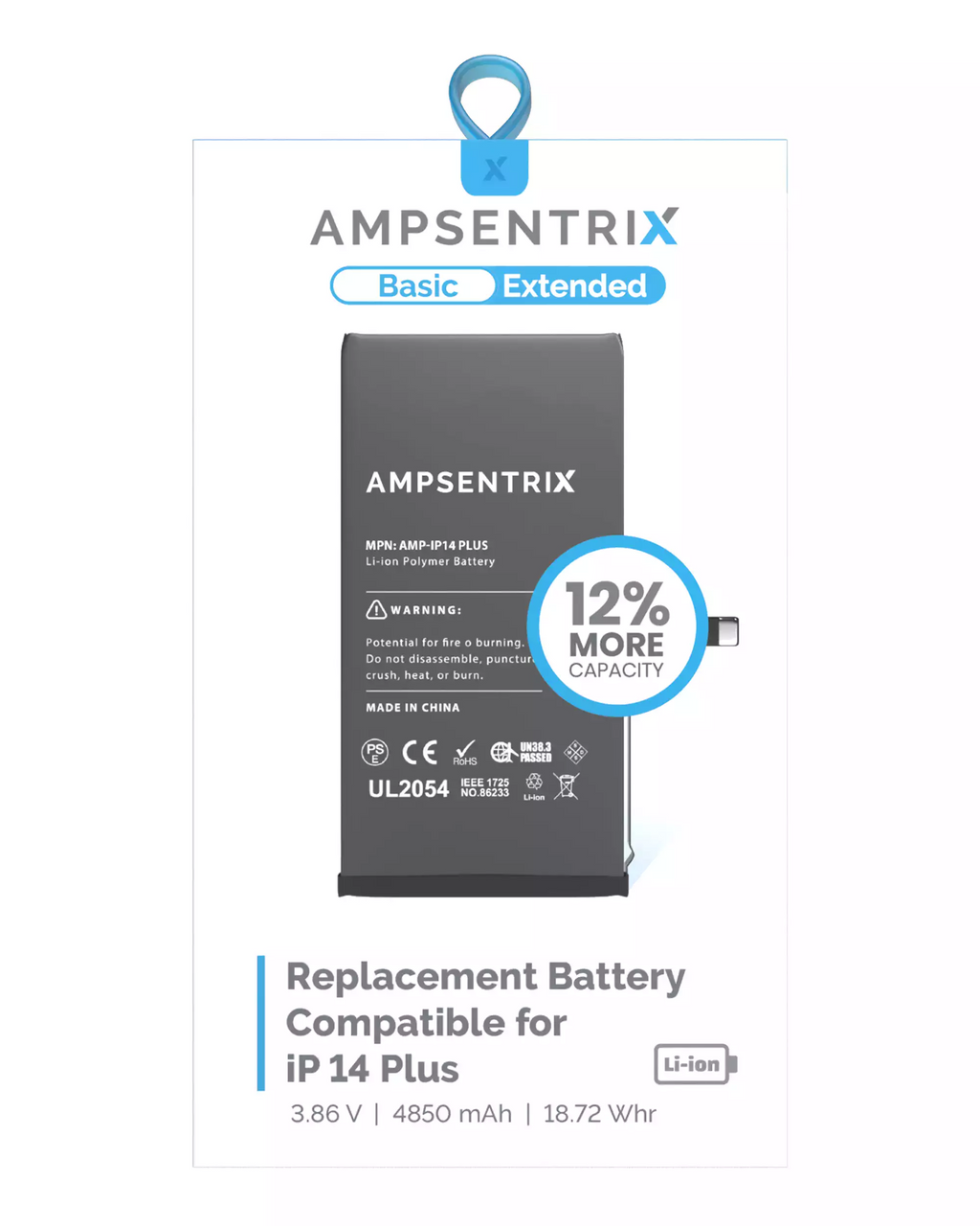 Batería de repuesto para iPhone 14 Plus (AmpSentrix Basic Extended)