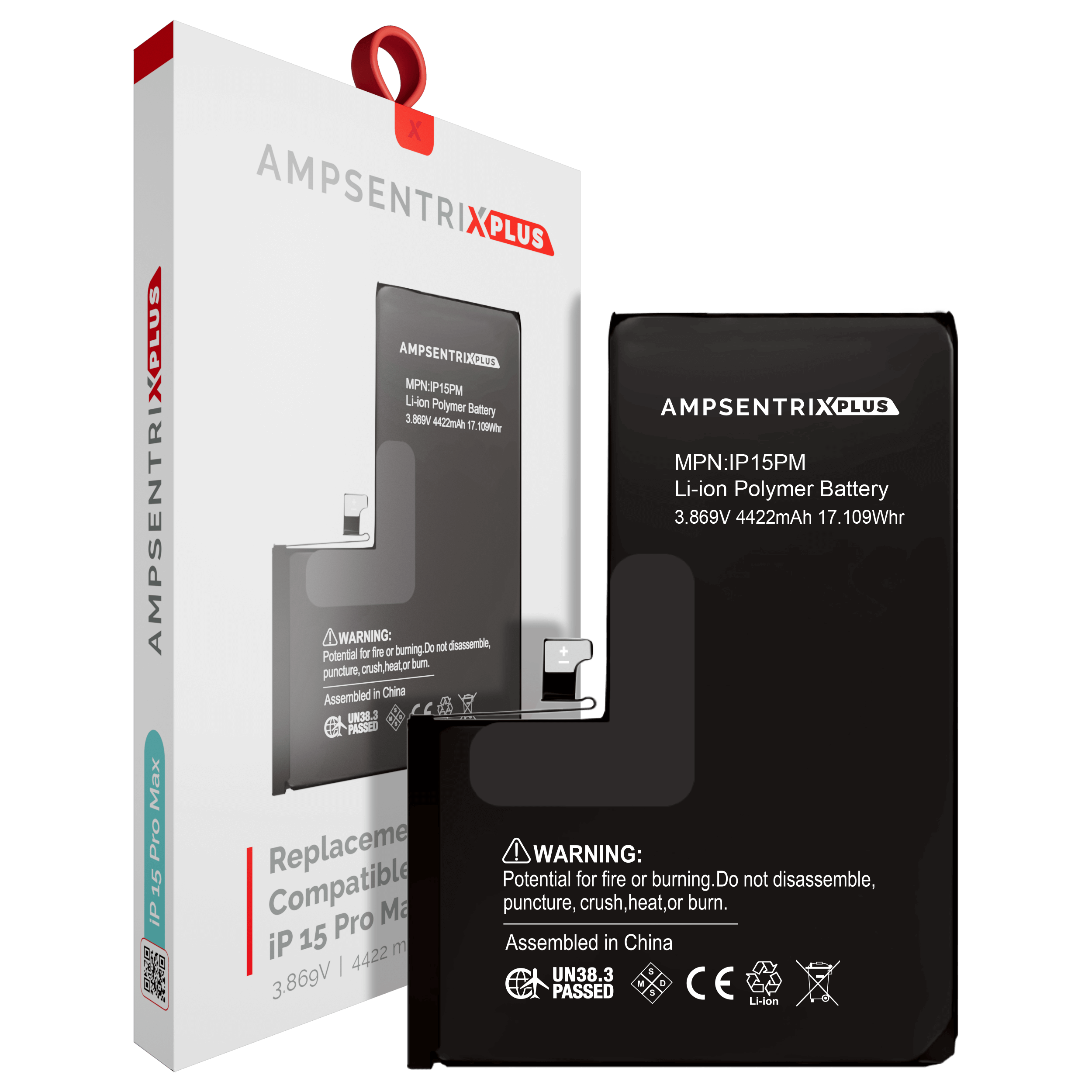 Batería de Reemplazo para iPhone 15 Pro Max – AmpSentrix Plus (AUTO PROGRAMABLE)