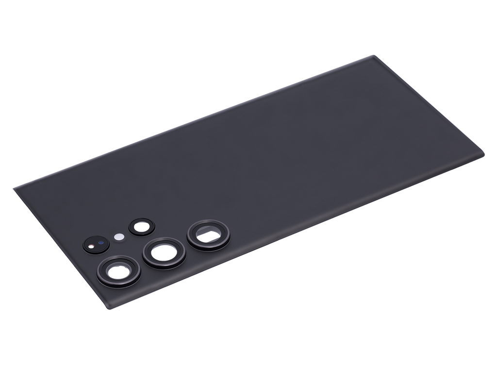 Tapa trasera de cristal con lente de cámara para Samsung Galaxy S23 Ultra 5G (sin logotipo) (Aftermarket Plus) (Negro)