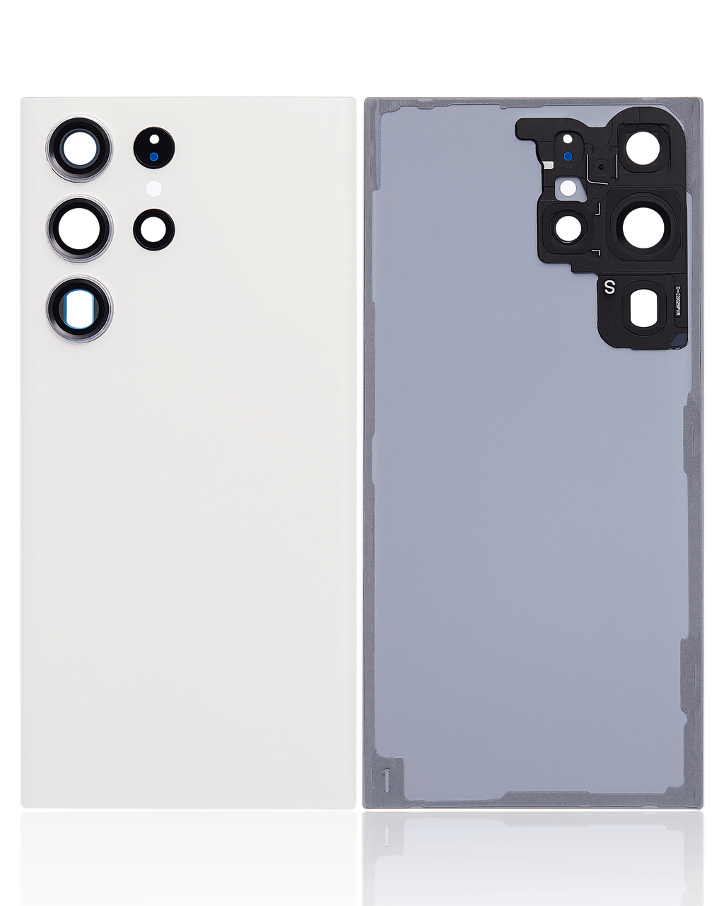 Tapa trasera de cristal con lente de cámara para Samsung Galaxy S23 Ultra 5G (sin logotipo) (Aftermarket Plus) (Blanco/Crema)