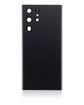 Tapa trasera de cristal con lente de cámara para Samsung Galaxy S22 Ultra 5G (sin logotipo) (Aftermarket Plus) (Negro)