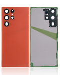 Tapa trasera de cristal con lente de cámara para Samsung Galaxy S22 Ultra 5G (sin logotipo) (Aftermarket Plus) (rojo)