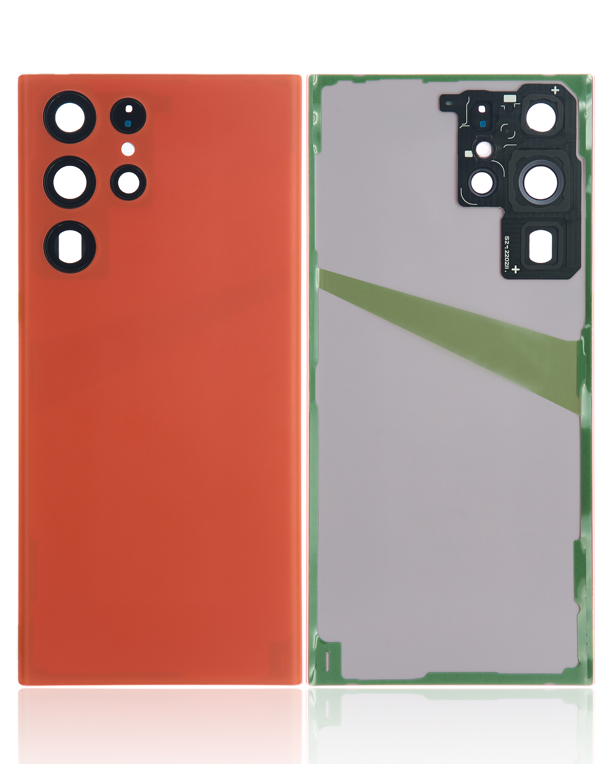 Tapa trasera de cristal con lente de cámara para Samsung Galaxy S22 Ultra 5G (sin logotipo) (Aftermarket Plus) (rojo)