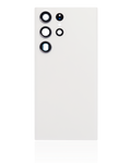 Tapa trasera de cristal con lente de cámara para Samsung Galaxy S23 Ultra 5G (sin logotipo) (Aftermarket Plus) (Blanco/Crema)