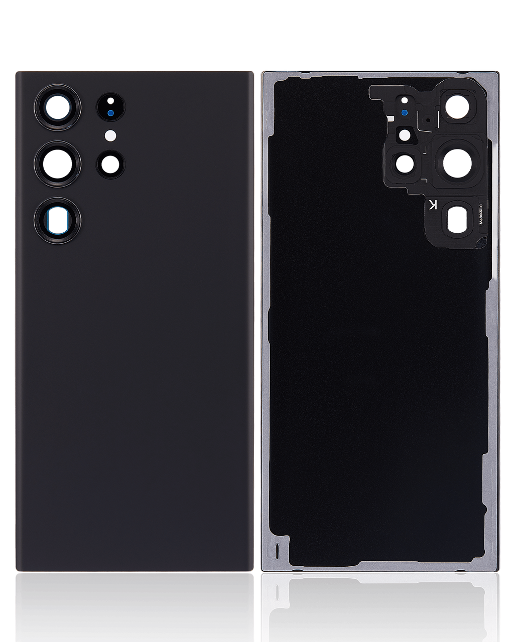 Tapa trasera de cristal con lente de cámara para Samsung Galaxy S23 Ultra 5G (sin logotipo) (Aftermarket Plus) (Negro)
