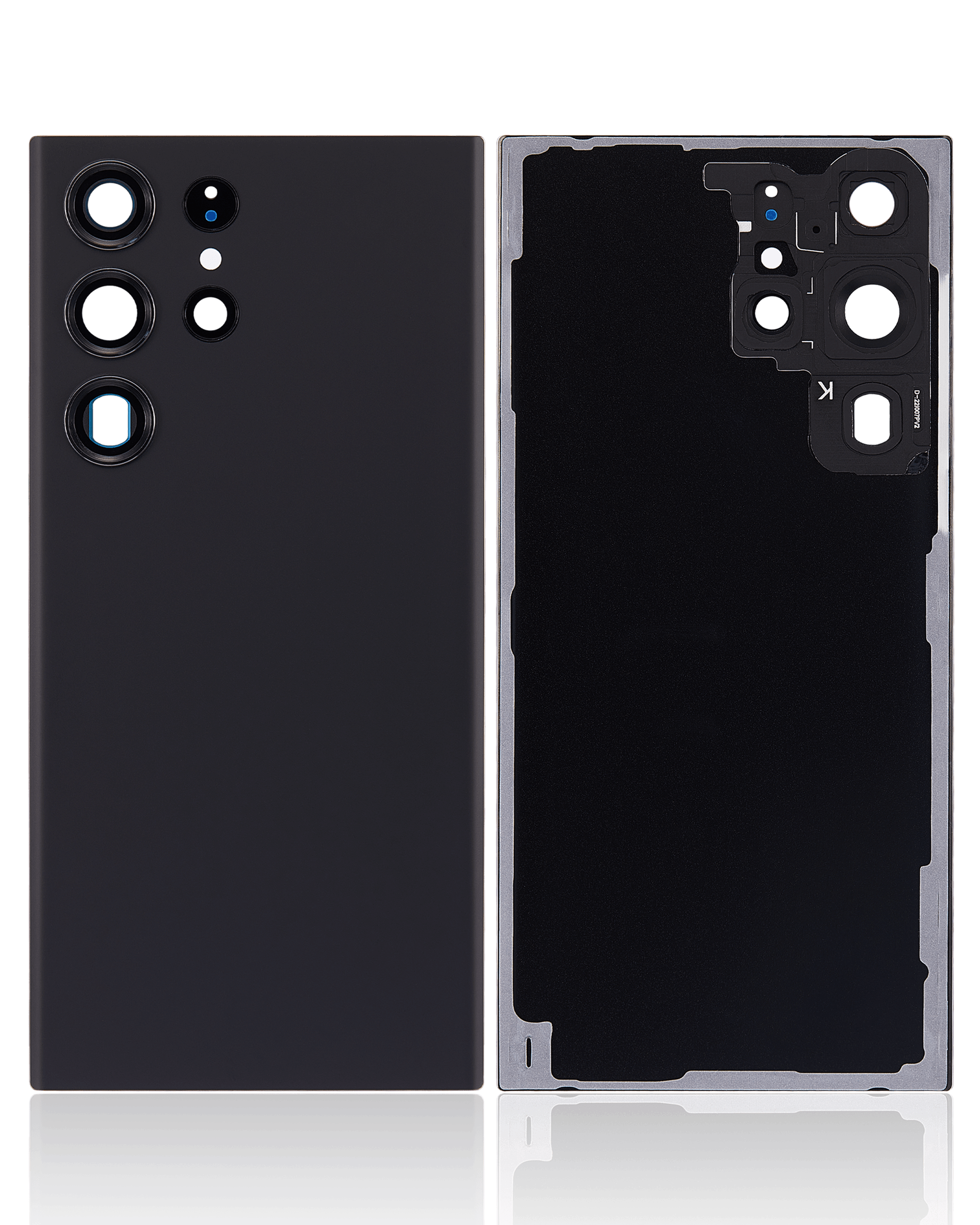 Tapa trasera de cristal con lente de cámara para Samsung Galaxy S23 Ultra 5G (sin logotipo) (Aftermarket Plus) (Negro)