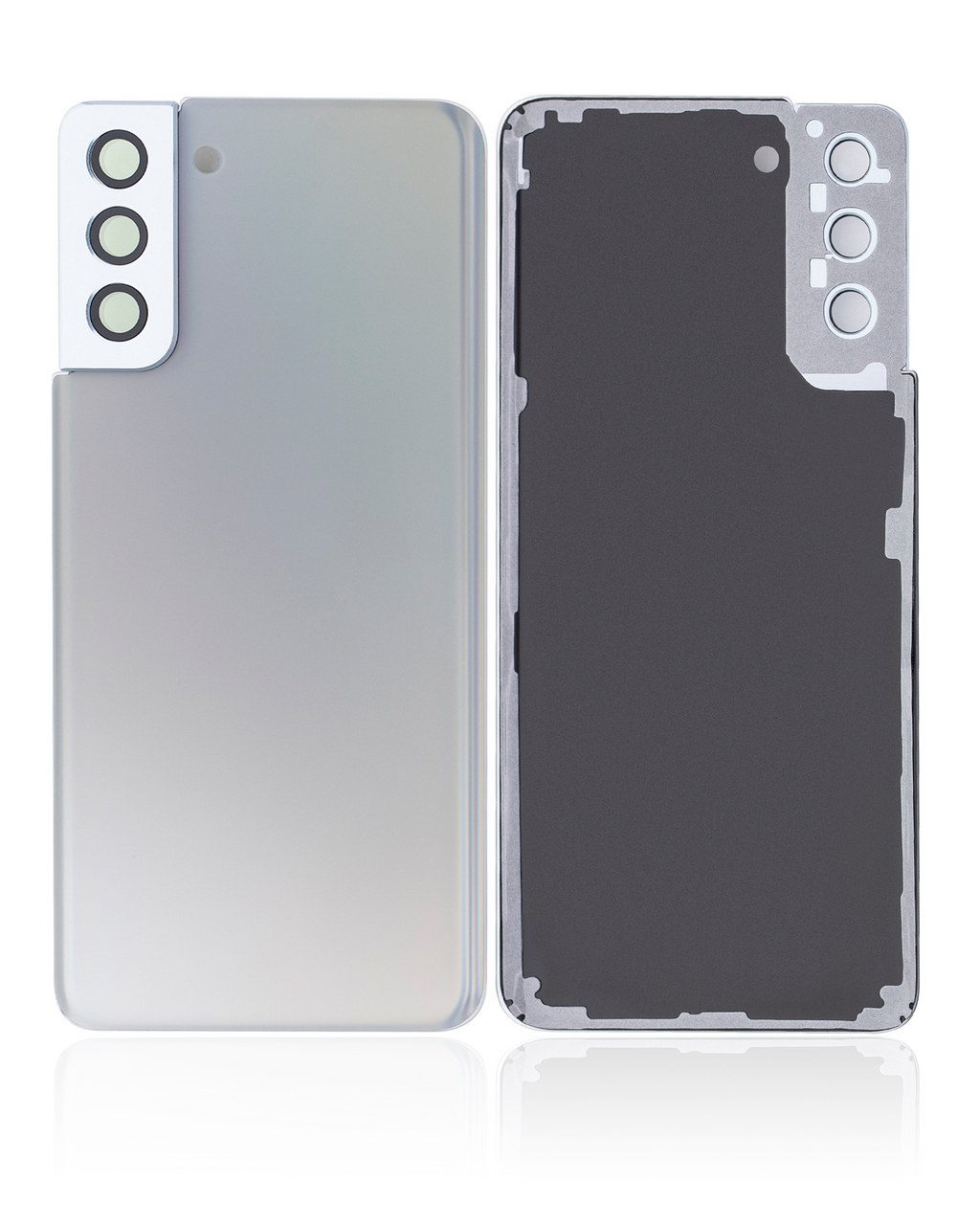 Tapa trasera de cristal con lente de cámara para Samsung Galaxy S21 Plus (sin logotipo) (Aftermarket Plus) (Plata)