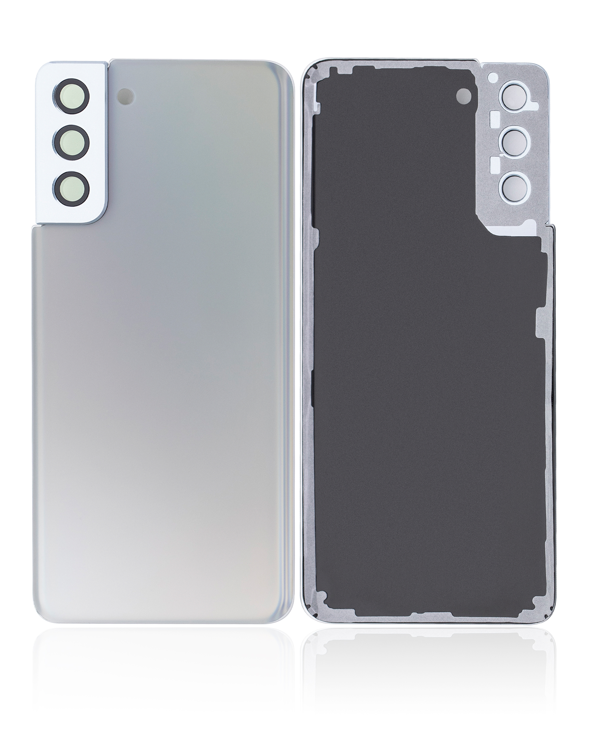 Tapa trasera de cristal con lente de cámara para Samsung Galaxy S21 Plus (sin logotipo) (Aftermarket Plus) (Plata)