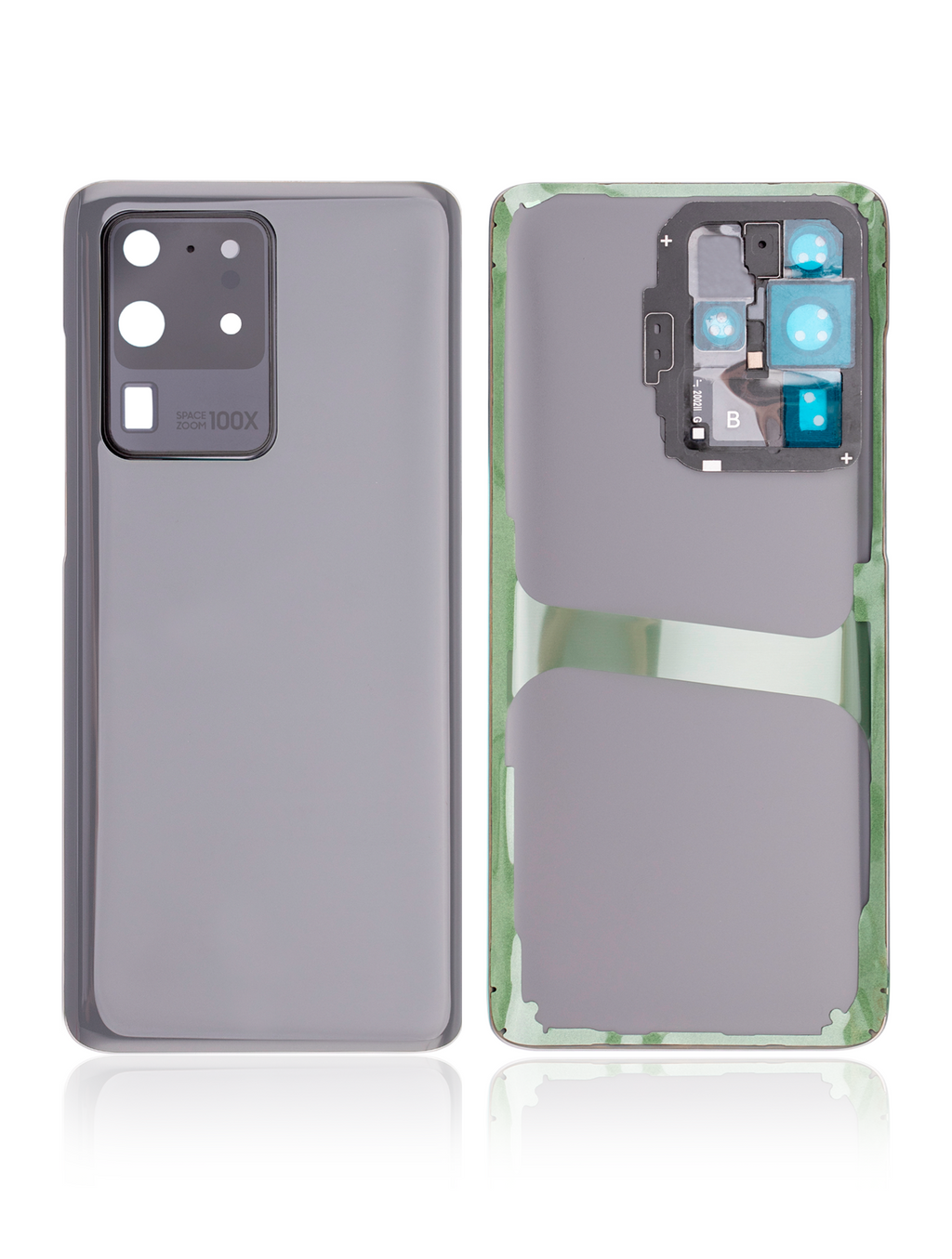 Tapa trasera de cristal con lente de cámara para Samsung Galaxy S20 Ultra 5G (sin logotipo) (Aftermarket Plus) (Gris)