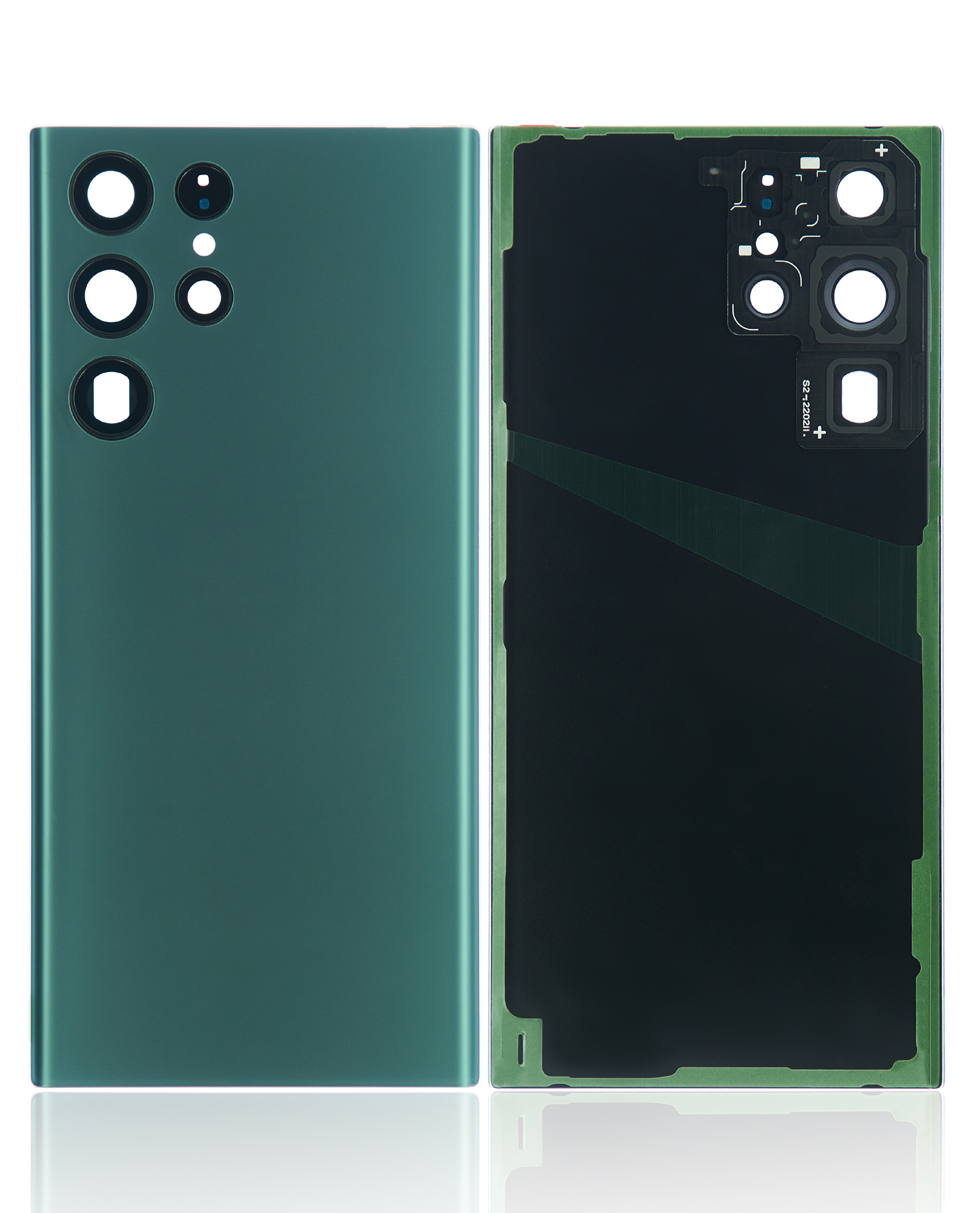Tapa trasera de cristal con lente de cámara para Samsung Galaxy S22 Ultra 5G (sin logotipo) (Aftermarket Plus) (verde)