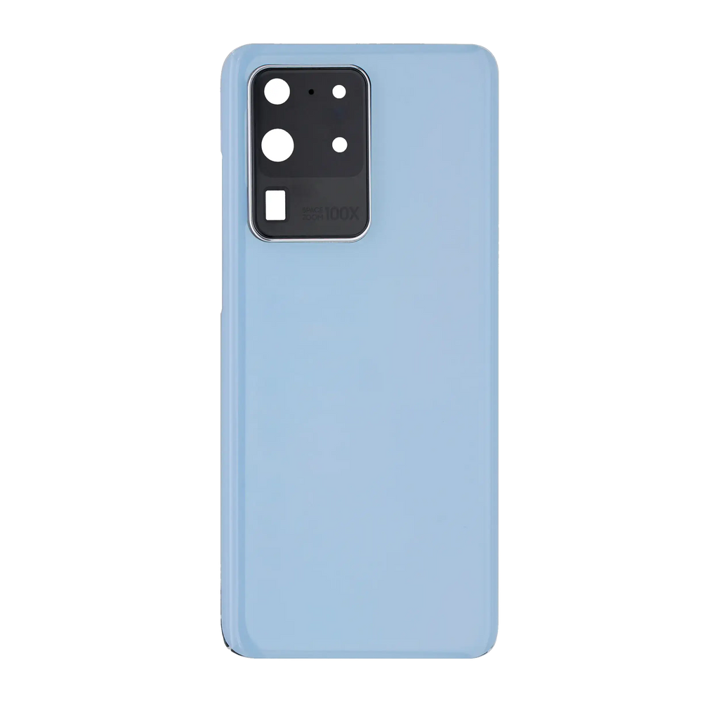 Tapa trasera de cristal con lente de cámara para Samsung Galaxy S20 Ultra 5G (sin logotipo) (Aftermarket Plus) (azul)