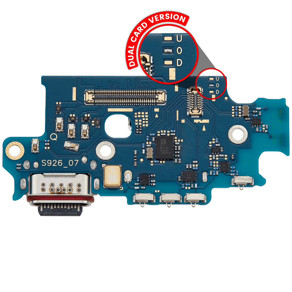 Placa de puerto de carga con lector de tarjetas SIM para Samsung Galaxy S24 Plus 5G (S9260) (versión de doble tarjeta) (Premium)