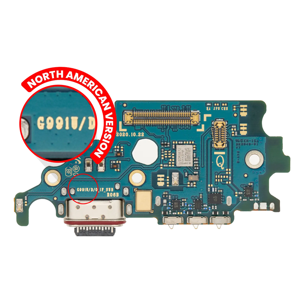 Placa de puerto de carga con lector de tarjetas SIM para Samsung Galaxy S21 5G (G991U) (versión estadounidense) (Premium)