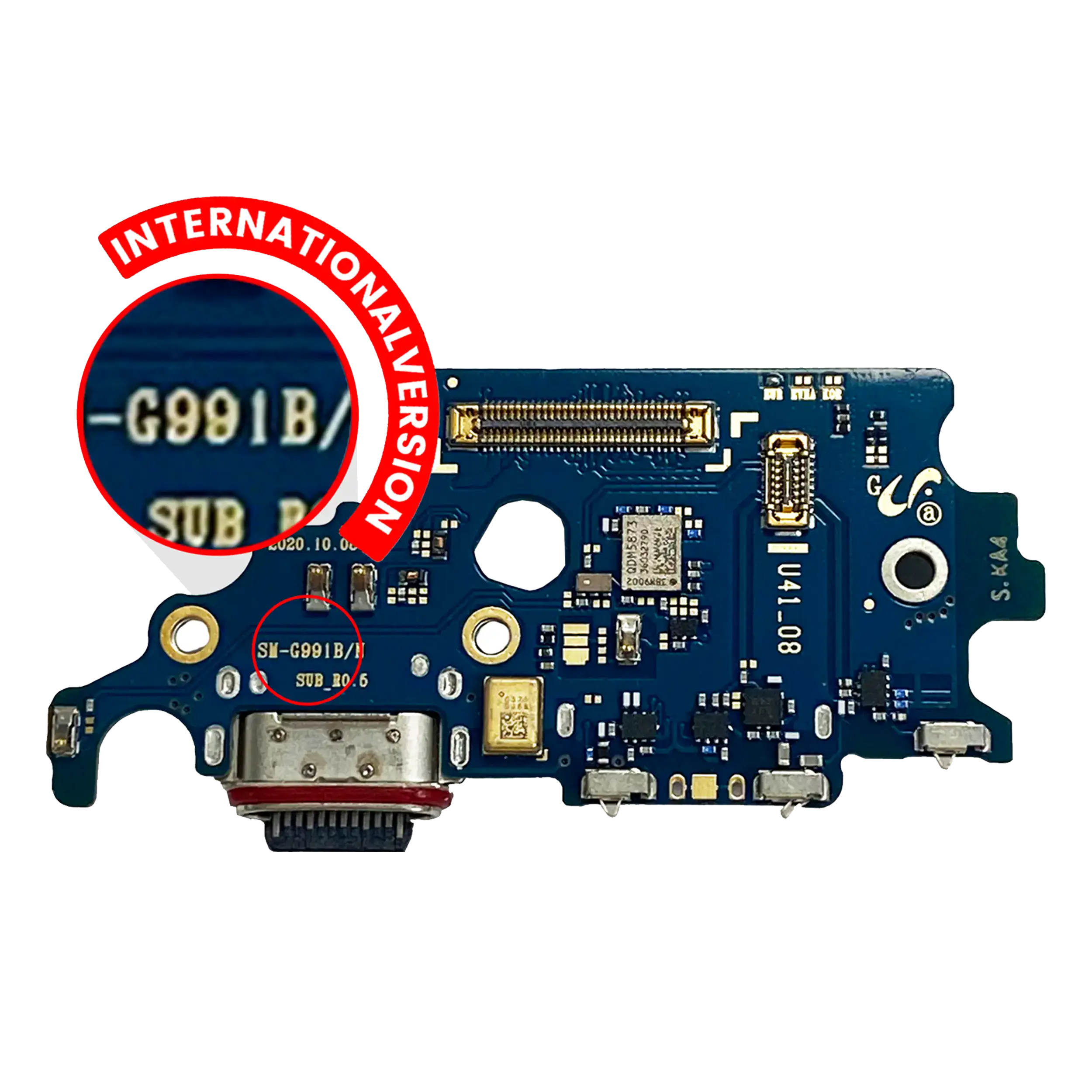 Placa de puerto de carga con lector de tarjetas SIM para Samsung Galaxy S21 5G (G991B) (versión internacional) (Premium)