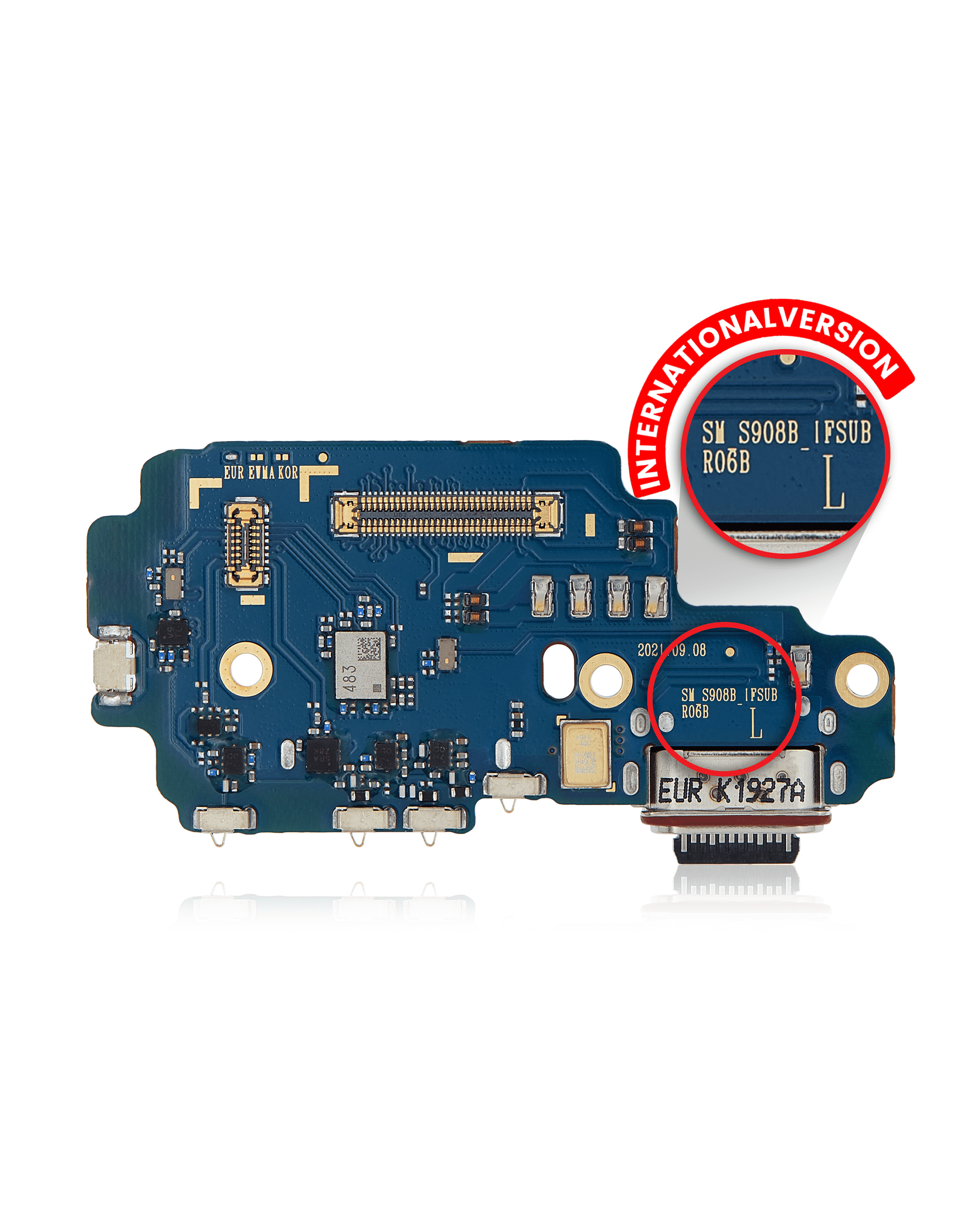 Placa de puerto de carga con lector de tarjetas SIM para Samsung Galaxy S22 Ultra 5G (S908B/N) (versión internacional) (Premium)