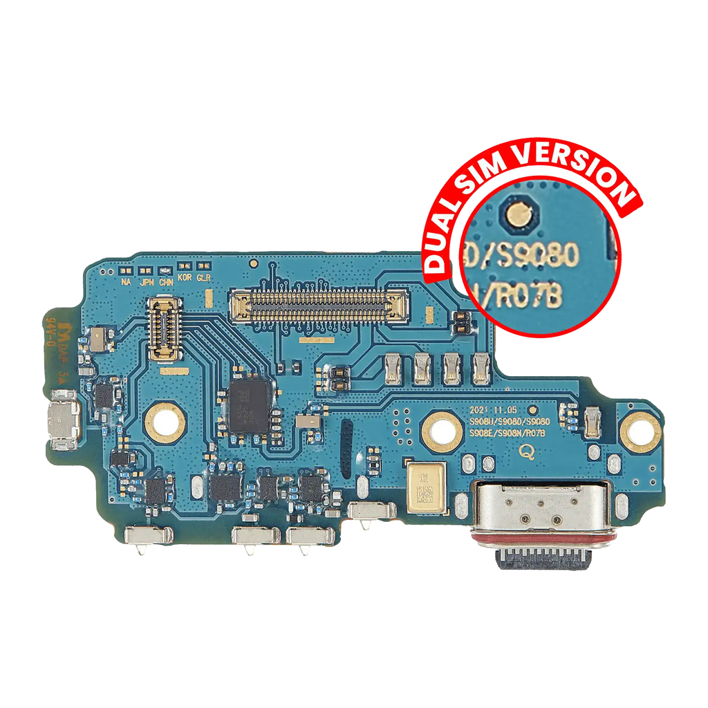 Placa de puerto de carga con lector de tarjetas SIM para Samsung Galaxy S22 Ultra 5G (S9080) (versión Dual SIM) (Premium)