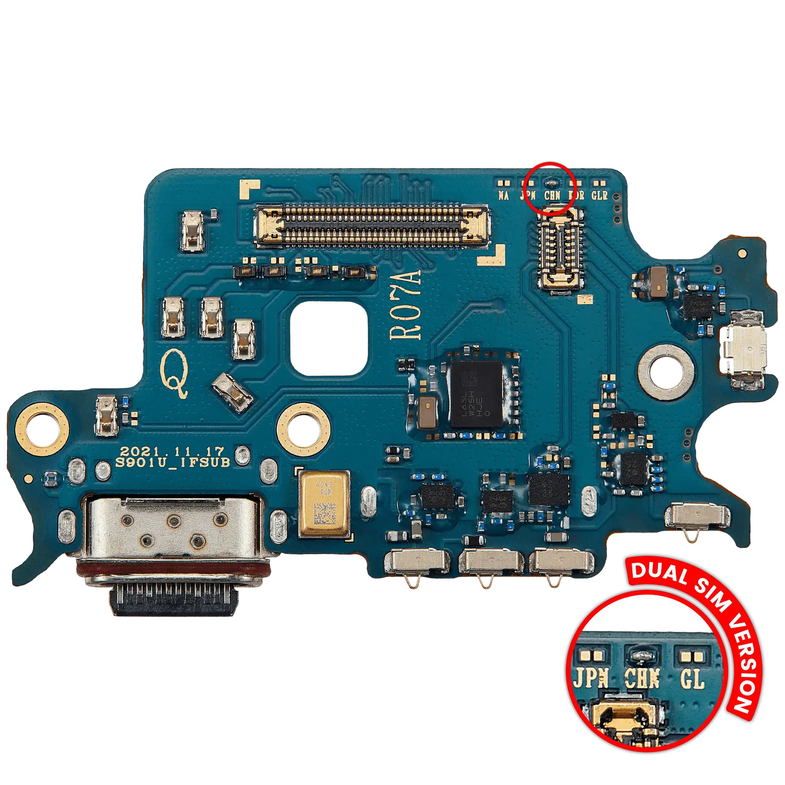 Placa de puerto de carga para Samsung Galaxy S22 5G (version dual sim )(Premium) (S9010)