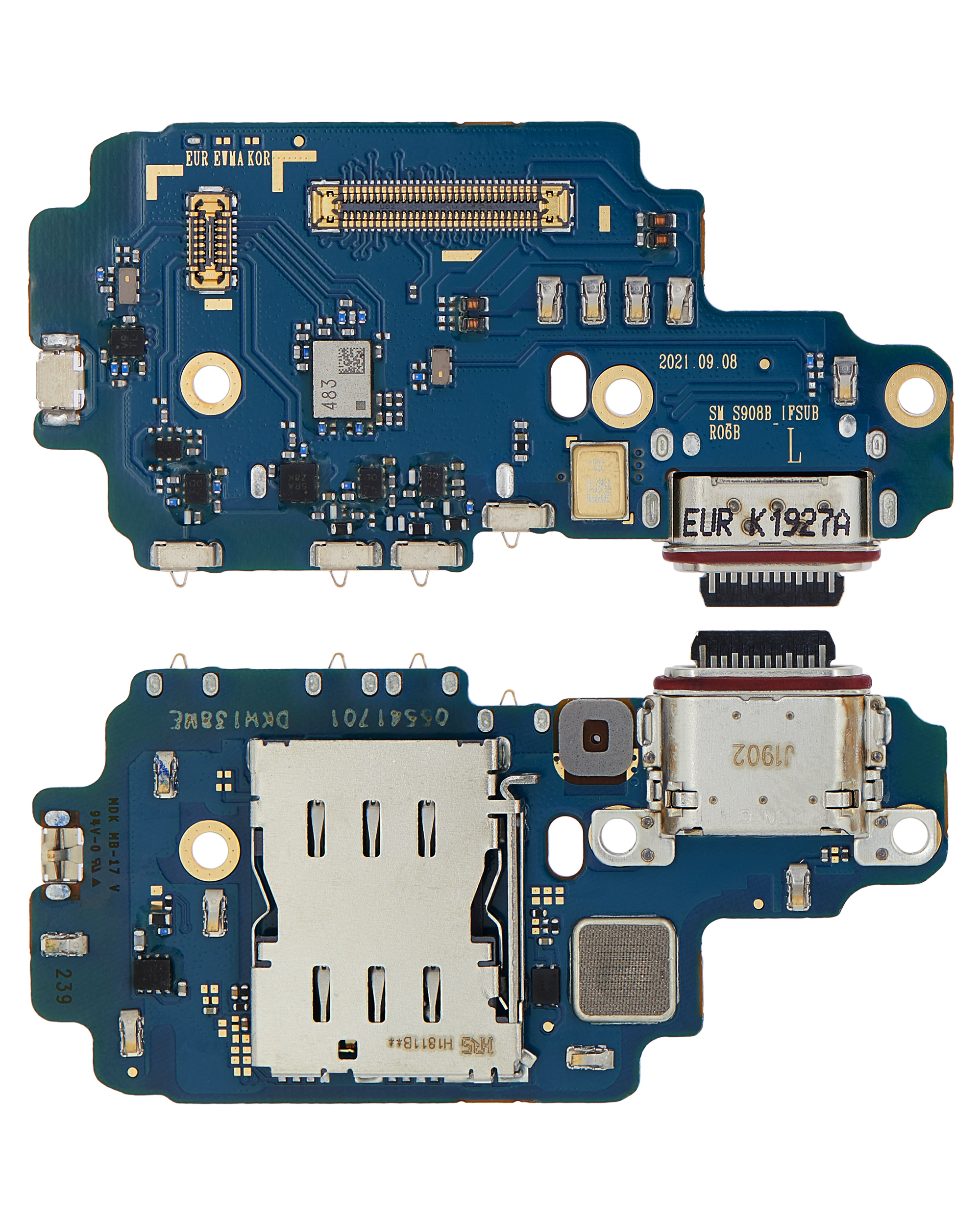 Placa de puerto de carga con lector de tarjetas SIM para Samsung Galaxy S22 Ultra 5G (S908B/N) (versión internacional) (Premium)